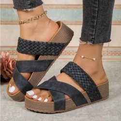 Mid Heel Braided Sandals -...