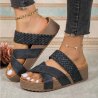 Mid Heel Braided Sandals - Elegant Open Toe Slippers