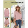 V-Neck Chiffon Blouse - 3/4 Split Sleeve, Casual Loose Fit