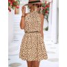 Hearts Print Halter Neck Dress, Casual Sleeveless Bow Back Slim Dress