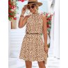 Hearts Print Halter Neck Dress, Casual Sleeveless Bow Back Slim Dress